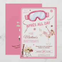 Invitación de cumpleaños Après All Day Ski Chic
