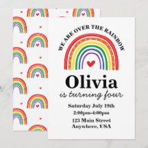 invitación de cumpleaños arcoíris