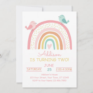 Invitación de cumpleaños arcoíris boho