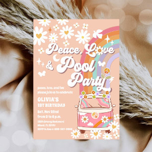 Invitación de cumpleaños arcoíris de paz y amor