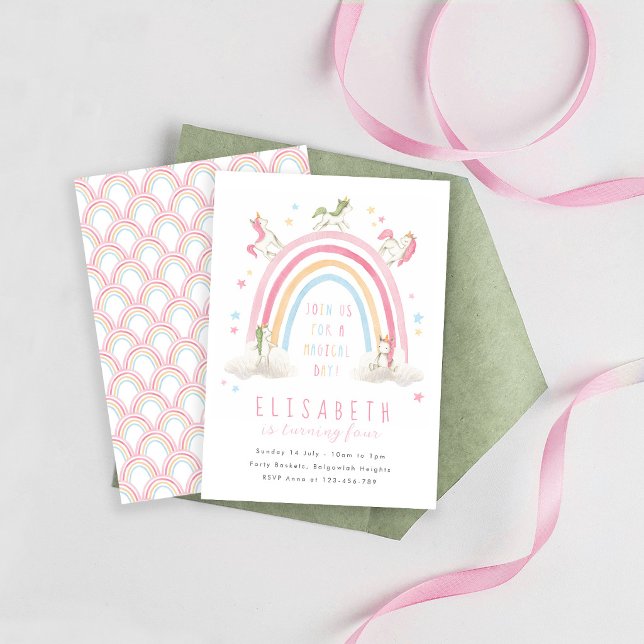 Invitación de cumpleaños arcoíris de unicornio, Ar (Subido por el creador)