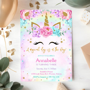 Invitación de cumpleaños arcoíris día mágico unico