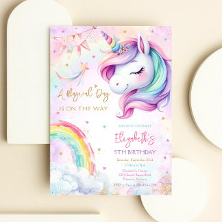 Invitación de cumpleaños arcoíris día mágico unico