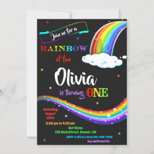 Invitación de cumpleaños arcoíris Fiesta divertida