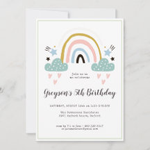 Invitación de cumpleaños arcoíris para niños