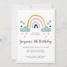 Invitación de cumpleaños arcoíris para niños