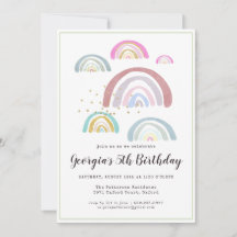 Invitación de cumpleaños arcoíris para niños