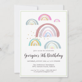 Invitación de cumpleaños arcoíris para niños