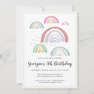 Invitación de cumpleaños arcoíris para niños