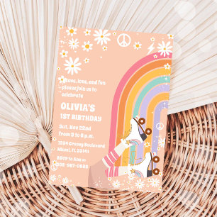 Invitación de cumpleaños Arcoíris Retro