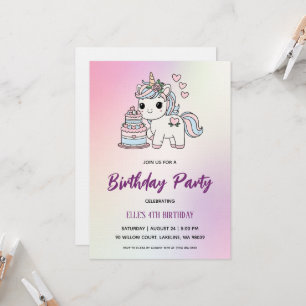 invitación de cumpleaños arcoíris unicornio acuare