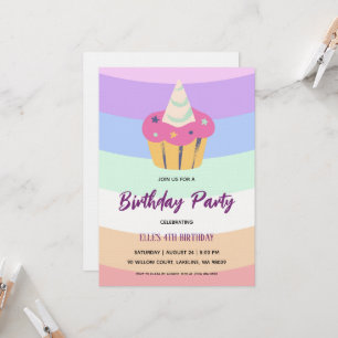 invitación de cumpleaños arcoíris unicornio acuare