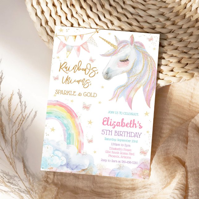 Invitación de cumpleaños Arcoíris Unicornio Brilla (Subido por el creador)