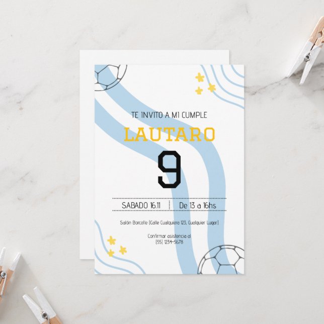 Invitación de cumpleaños Argentina (Anverso/Reverso In Situ)