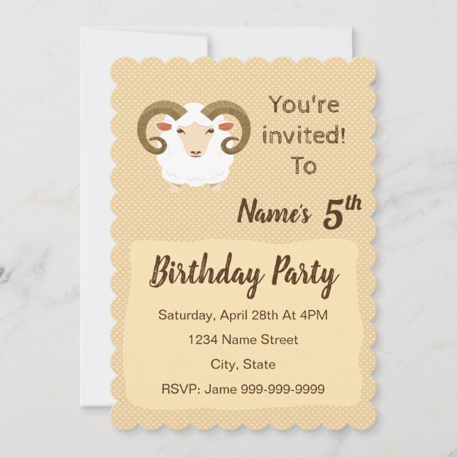 Invitación de cumpleaños Aries zodiac (Anverso)