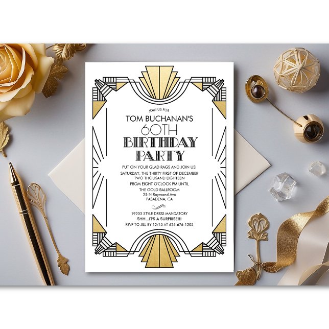 Invitación de cumpleaños Art Deco de los años 20 p (Subido por el creador)