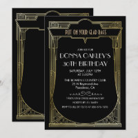 Invitación de cumpleaños Art Deco Gran Gatsby para