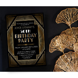Invitación de cumpleaños Art Deco Roaring 20s