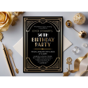 Invitación de cumpleaños Art Deco Roaring 20s