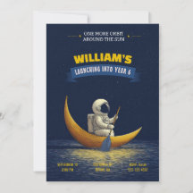 Invitación de cumpleaños astronauta luna espacio