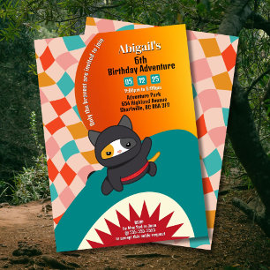 Invitación de Cumpleaños Aventura del Tiburón Ninj