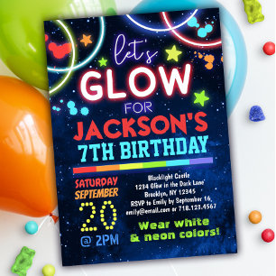 Invitación de cumpleaños azul de Fiesta brillante