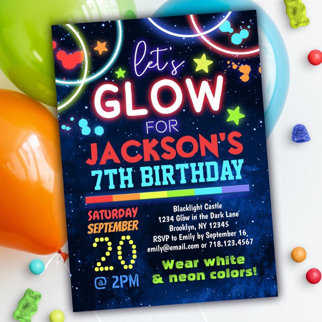 Invitación de cumpleaños azul de Fiesta brillante (Subido por el creador)