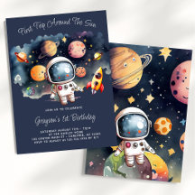 Invitación de cumpleaños azul para el primer cumpl