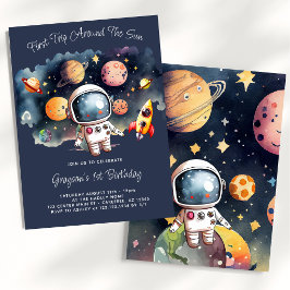 Invitación de cumpleaños azul para el primer cumpl