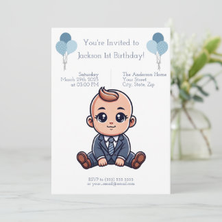 Invitación de cumpleaños azul personalizada para e