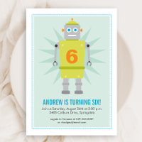 Invitación de cumpleaños azul verde para niños con