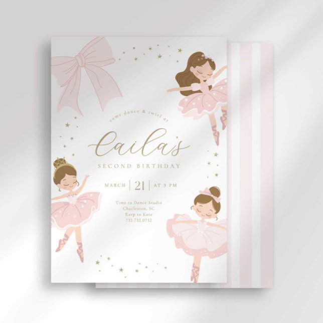 Invitación de Cumpleaños Bailarina con Lazo Adorab (Subido por el creador)