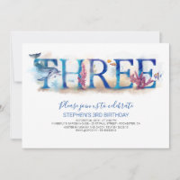 Invitación de cumpleaños bajo el delfín marino
