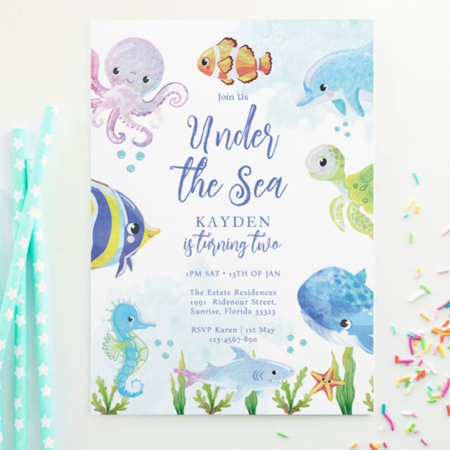 Invitación de cumpleaños bajo el mar (Subido por el creador)