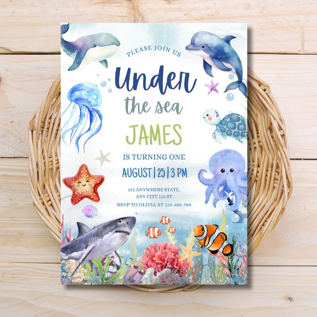 Invitación de cumpleaños bajo el mar, animales del (Subido por el creador)