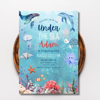 Invitación de cumpleaños bajo el mar, Animales del