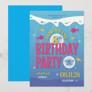 Invitación de Cumpleaños Bajo el Mar - Vida Marina