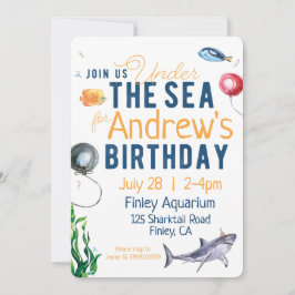 Invitación de cumpleaños bajo la acuarela del mar