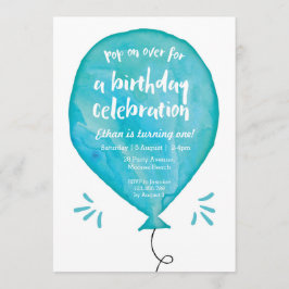 Invitación de cumpleaños | Balón azul acuático