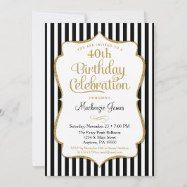 Invitación de cumpleaños Banda elegante de oro neg