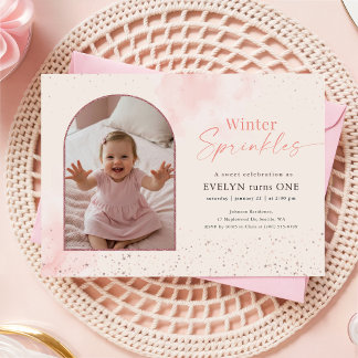 Invitación de cumpleaños bebé arco de sprinkles de