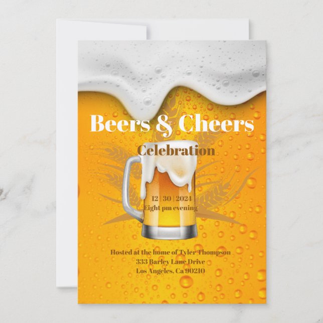 Invitación de cumpleaños Beer & Cheers (Anverso)