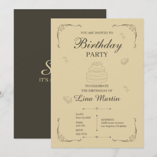 Invitación de cumpleaños beige neutral