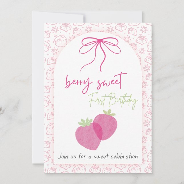Invitación de cumpleaños Berry Sweet (Anverso)