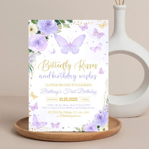 Invitación de cumpleaños Besos de mariposa primero