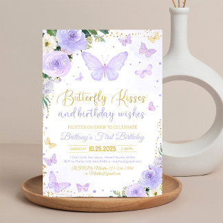 Invitación de cumpleaños Besos de Mariposa Primero