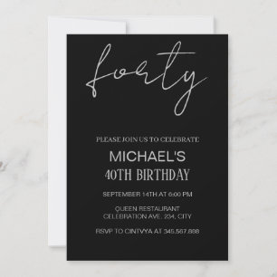 Invitación de cumpleaños Black and Silver, negro p