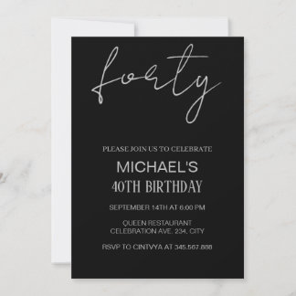 Invitación de cumpleaños Black and Silver, negro p
