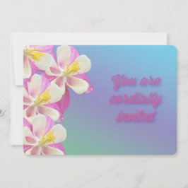 Invitación de cumpleaños blanco y rosa de flor de