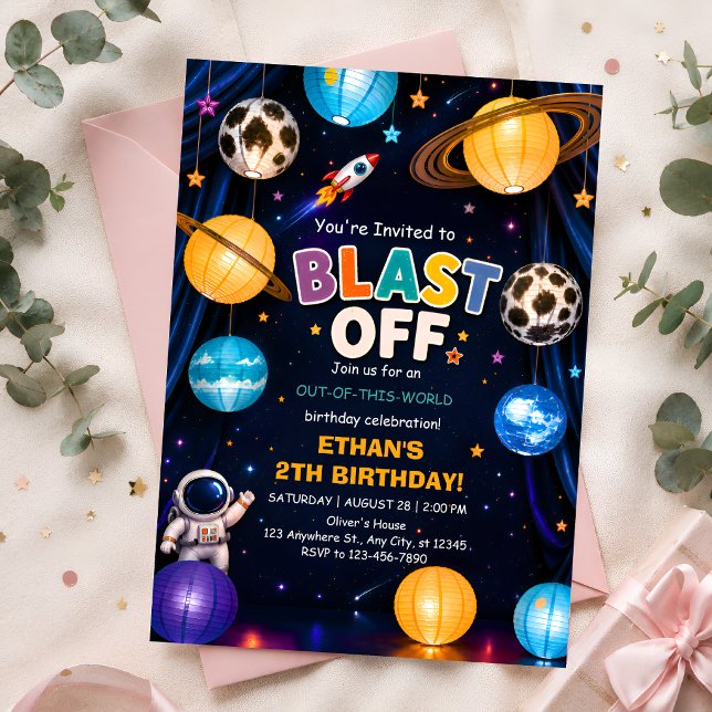 Invitación de cumpleaños Blast Off para niños de 2 (Subido por el creador)